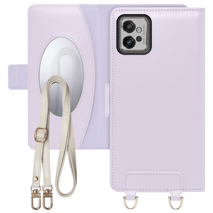 [ LOOF SWEET MIRROR Series ] moto g32 motog32 スマホケース  ショルダー付き手帳型スマホケース ミラー付き カードポケット 本革 [ moto g32 ]