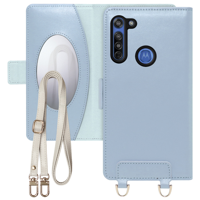 [ LOOF SWEET MIRROR Series ] moto g8 motog8 スマホケース  ショルダー付き手帳型スマホケース ミラー付き カードポケット 本革 [ moto g8 ]