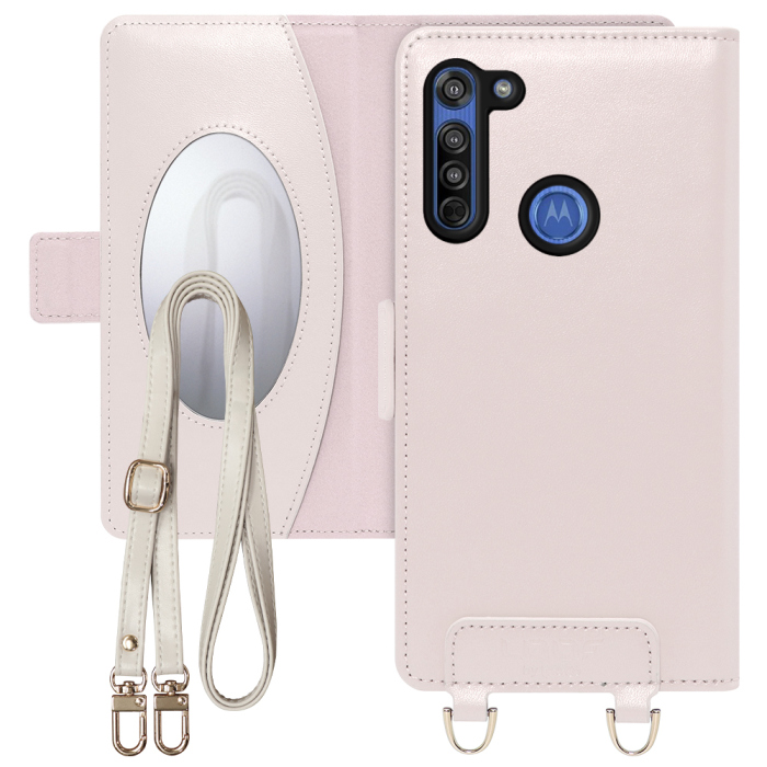 [ LOOF SWEET MIRROR Series ] moto g8 motog8 スマホケース  ショルダー付き手帳型スマホケース ミラー付き カードポケット 本革 [ moto g8 ]