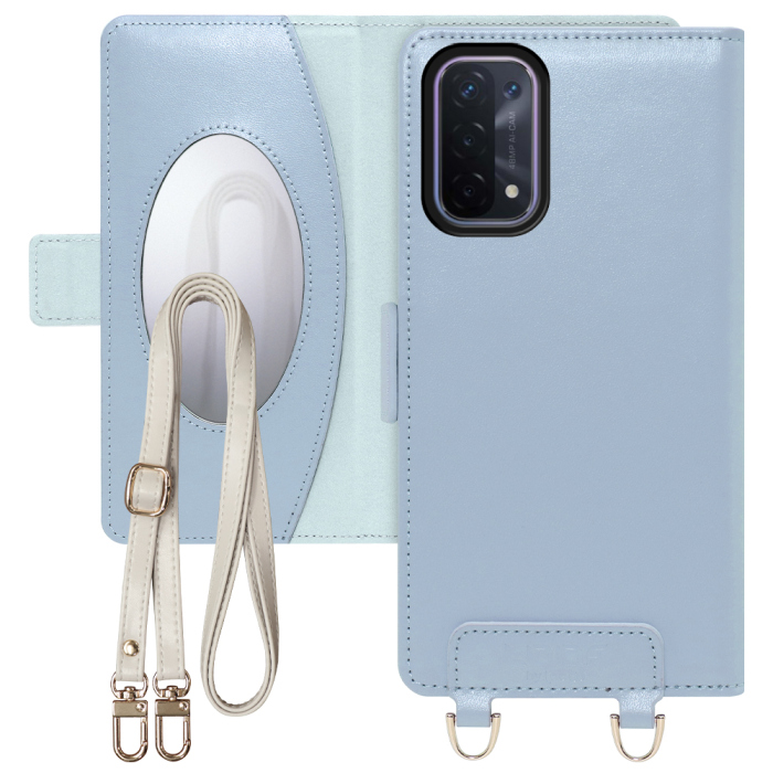 [ LOOF SWEET MIRROR Series ] OPPO A54 5G a545g スマホケース  ショルダー付き手帳型スマホケース ミラー付き カードポケット 本革 [ OPPO A54 5G ]