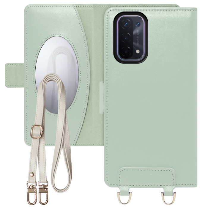 [ LOOF SWEET MIRROR Series ] OPPO A54 5G a545g スマホケース  ショルダー付き手帳型スマホケース ミラー付き カードポケット 本革 [ OPPO A54 5G ]