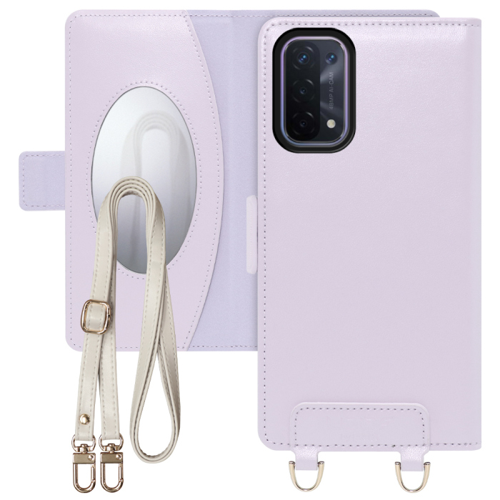 [ LOOF SWEET MIRROR Series ] OPPO A54 5G a545g スマホケース  ショルダー付き手帳型スマホケース ミラー付き カードポケット 本革 [ OPPO A54 5G ]