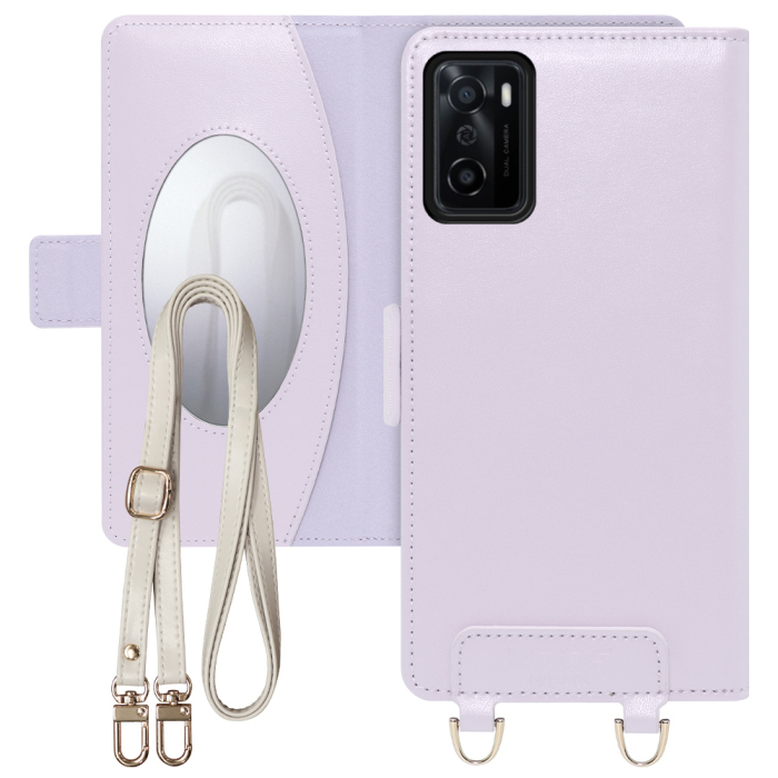 [ LOOF SWEET MIRROR Series ] OPPO A55s 5G CPH2309 / A102OP a55s5g スマホケース  ショルダー付き手帳型スマホケース ミラー付き カードポケット 本革 [ OPPO A55s 5G ]