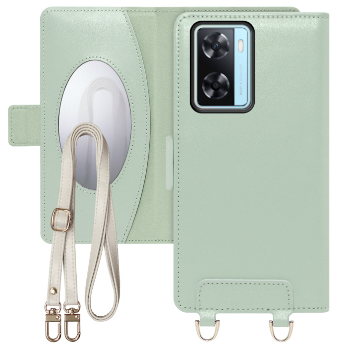 [ LOOF SWEET MIRROR Series ] OPPO A77  スマホケース  ショルダー付き手帳型スマホケース ミラー付き カードポケット 本革 [ OPPO A77 ]