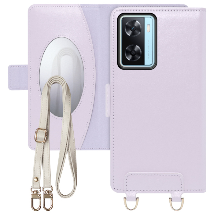 [ LOOF SWEET MIRROR Series ] OPPO A77  スマホケース  ショルダー付き手帳型スマホケース ミラー付き カードポケット 本革 [ OPPO A77 ]