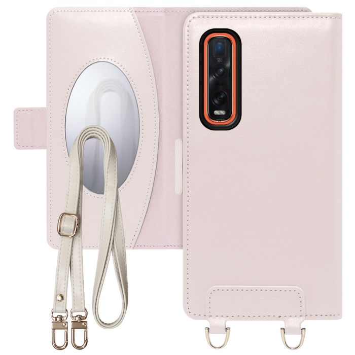 [ LOOF SWEET MIRROR Series ] OPPO Find X2 Pro OPG01 findx2pro findx2 x2pro スマホケース  ショルダー付き手帳型スマホケース ミラー付き カードポケット 本革 [ OPPO Find X2 Pro ]