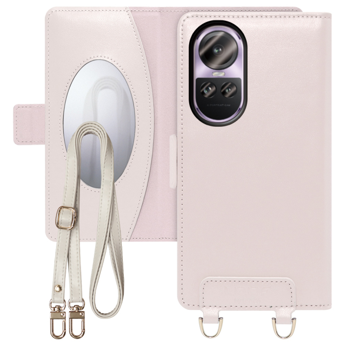[ LOOF SWEET MIRROR Series ] OPPO Reno10 Pro 5G Reno10 Pro 10Pro スマホケース  ショルダー付き手帳型スマホケース ミラー付き カードポケット 本革 [ OPPO Reno10 Pro 5G ]
