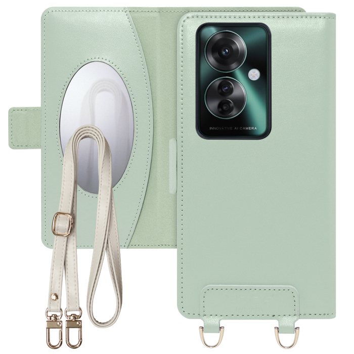 [ LOOF SWEET MIRROR Series ] OPPO Reno11 A  スマホケース  ショルダー付き手帳型スマホケース ミラー付き カードポケット 本革 [ OPPO Reno11 A ]