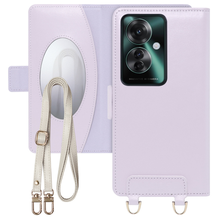 [ LOOF SWEET MIRROR Series ] OPPO Reno11 A  スマホケース  ショルダー付き手帳型スマホケース ミラー付き カードポケット 本革 [ OPPO Reno11 A ]