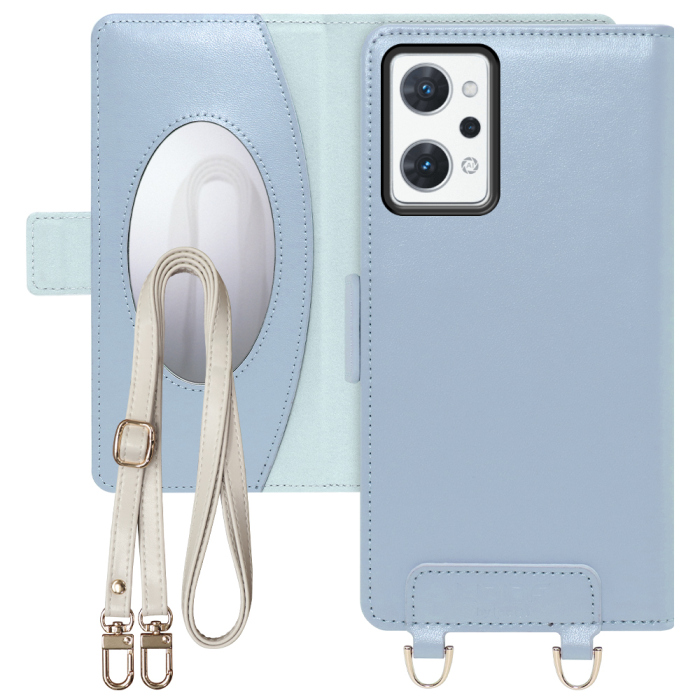[ LOOF SWEET MIRROR Series ] OPPO Reno7 A / Reno9 A OPG04 / CPH2523 reno7a reno 7a reno9a reno 9a スマホケース  ショルダー付き手帳型スマホケース ミラー付き カードポケット 本革 [ OPPO Reno7 A / Reno9 A ]