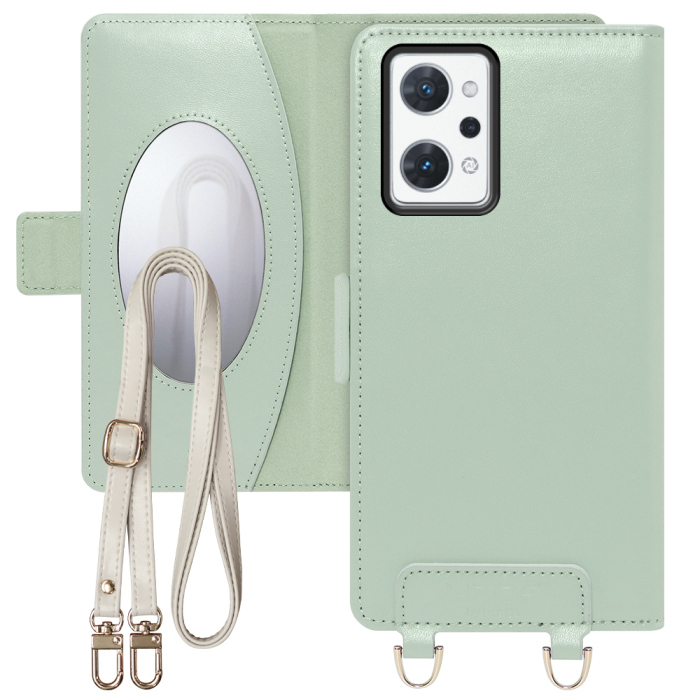 [ LOOF SWEET MIRROR Series ] OPPO Reno7 A / Reno9 A OPG04 / CPH2523 reno7a reno 7a reno9a reno 9a スマホケース  ショルダー付き手帳型スマホケース ミラー付き カードポケット 本革 [ OPPO Reno7 A / Reno9 A ]