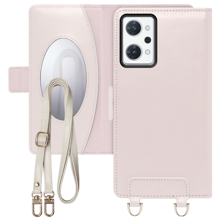 [ LOOF SWEET MIRROR Series ] OPPO Reno7 A / Reno9 A OPG04 / CPH2523 reno7a reno 7a reno9a reno 9a スマホケース  ショルダー付き手帳型スマホケース ミラー付き カードポケット 本革 [ OPPO Reno7 A / Reno9 A ]