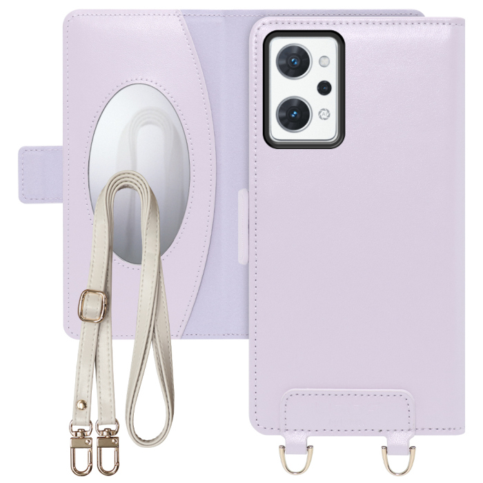 [ LOOF SWEET MIRROR Series ] OPPO Reno7 A / Reno9 A OPG04 / CPH2523 reno7a reno 7a reno9a reno 9a スマホケース  ショルダー付き手帳型スマホケース ミラー付き カードポケット 本革 [ OPPO Reno7 A / Reno9 A ]