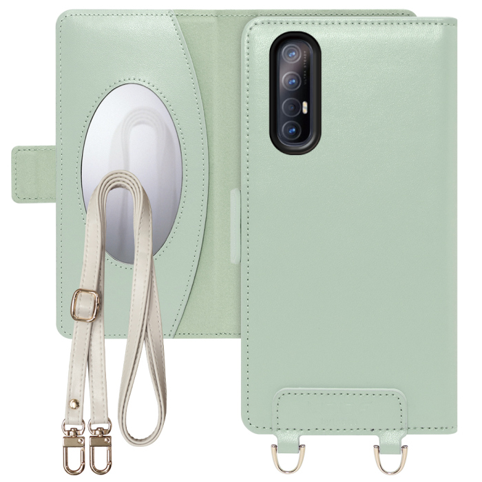 [ LOOF SWEET MIRROR Series ] OPPO Reno3 5G reno35g reno 3 スマホケース  ショルダー付き手帳型スマホケース ミラー付き カードポケット 本革 [ OPPO Reno3 5G ]