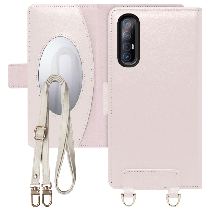 [ LOOF SWEET MIRROR Series ] OPPO Reno3 5G reno35g reno 3 スマホケース  ショルダー付き手帳型スマホケース ミラー付き カードポケット 本革 [ OPPO Reno3 5G ]
