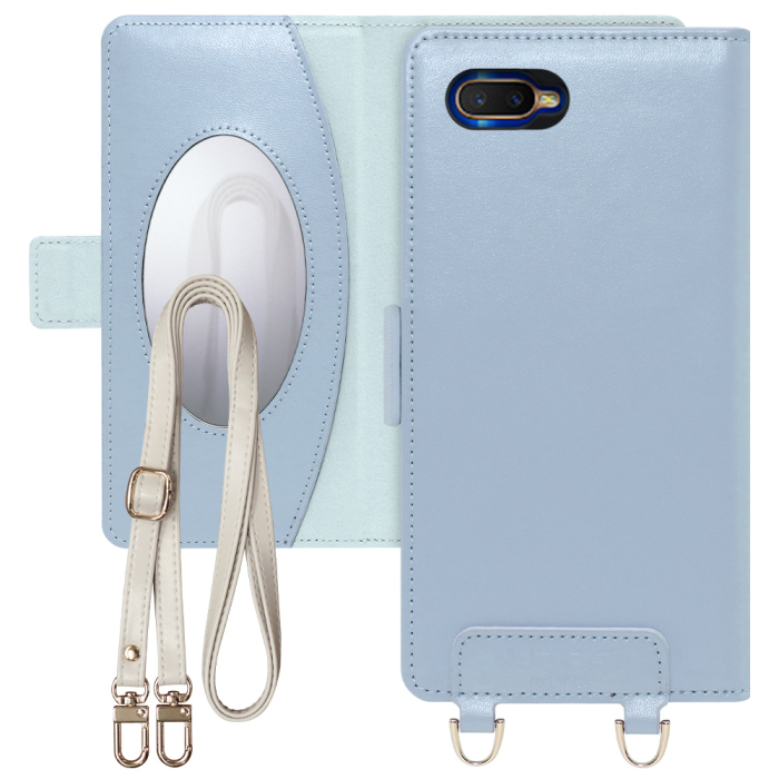 [ LOOF SWEET MIRROR Series ] OPPO R17 Neo r17neo スマホケース  ショルダー付き手帳型スマホケース ミラー付き カードポケット 本革 [ OPPO R17 Neo ]
