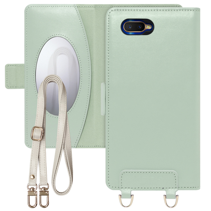 [ LOOF SWEET MIRROR Series ] OPPO R17 Neo r17neo スマホケース  ショルダー付き手帳型スマホケース ミラー付き カードポケット 本革 [ OPPO R17 Neo ]