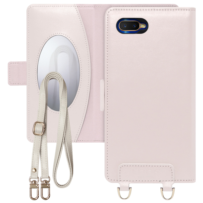 [ LOOF SWEET MIRROR Series ] OPPO R17 Neo r17neo スマホケース  ショルダー付き手帳型スマホケース ミラー付き カードポケット 本革 [ OPPO R17 Neo ]
