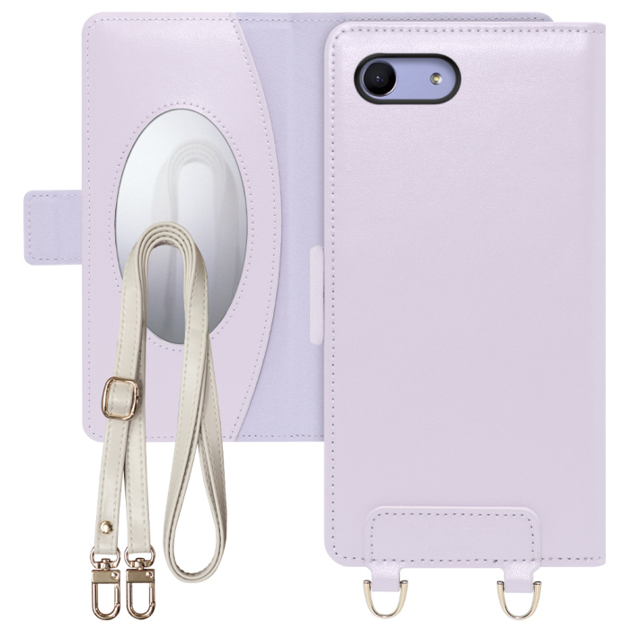 [ LOOF SWEET MIRROR Series ] Xperia Ace SO-02L xperiaace エース スマホケース  ショルダー付き手帳型スマホケース ミラー付き カードポケット 本革 [ Xperia Ace ]