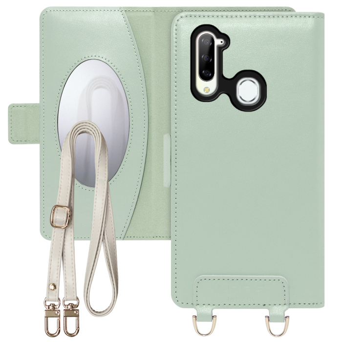 [ LOOF SWEET MIRROR Series ] Libero 5G libero5g スマホケース  ショルダー付き手帳型スマホケース ミラー付き カードポケット 本革 [ Libero 5G ]