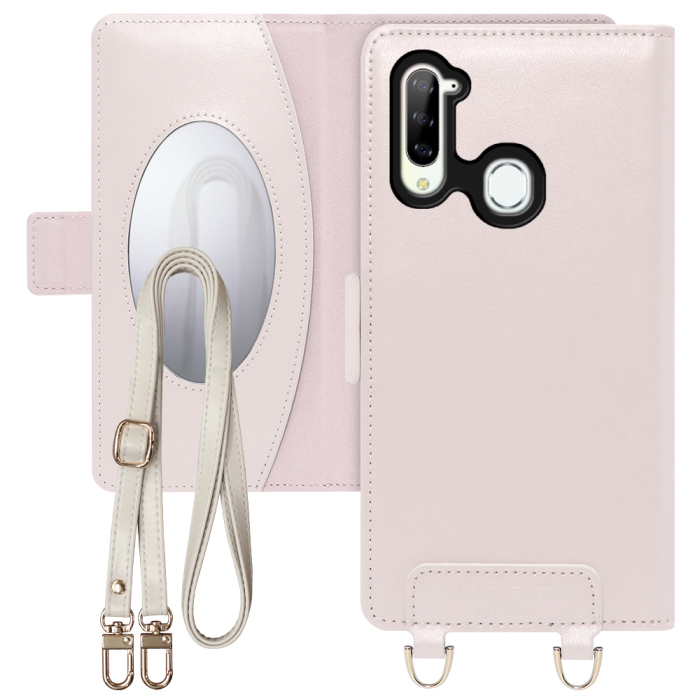 [ LOOF SWEET MIRROR Series ] Libero 5G libero5g スマホケース  ショルダー付き手帳型スマホケース ミラー付き カードポケット 本革 [ Libero 5G ]