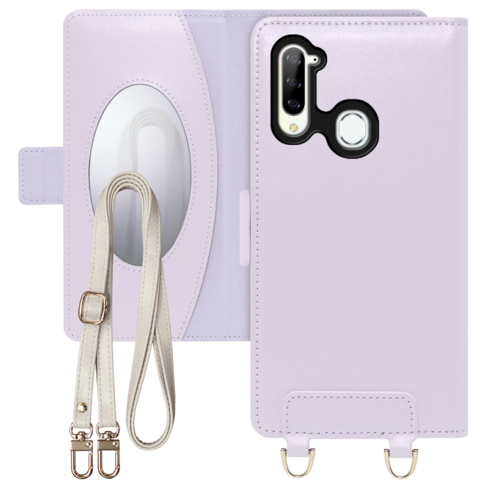 [ LOOF SWEET MIRROR Series ] Libero 5G libero5g スマホケース  ショルダー付き手帳型スマホケース ミラー付き カードポケット 本革 [ Libero 5G ]