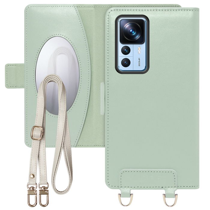 [ LOOF SWEET MIRROR Series ] Xiaomi 12T Pro 12tpro スマホケース  ショルダー付き手帳型スマホケース ミラー付き カードポケット 本革 [ Xiaomi 12T Pro ]