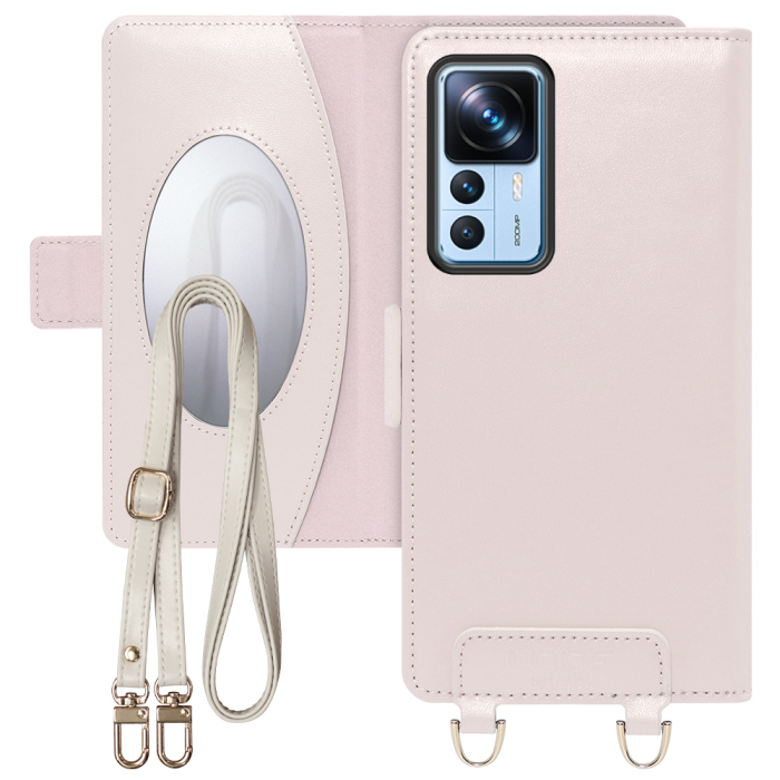 [ LOOF SWEET MIRROR Series ] Xiaomi 12T Pro 12tpro スマホケース  ショルダー付き手帳型スマホケース ミラー付き カードポケット 本革 [ Xiaomi 12T Pro ]