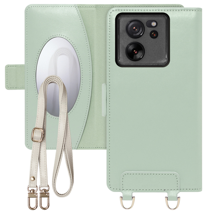 [ LOOF SWEET MIRROR Series ] Xiaomi 13T / 13T Pro XIG04 13 T 13TPro スマホケース  ショルダー付き手帳型スマホケース ミラー付き カードポケット 本革 [ Xiaomi 13T / 13T Pro ]