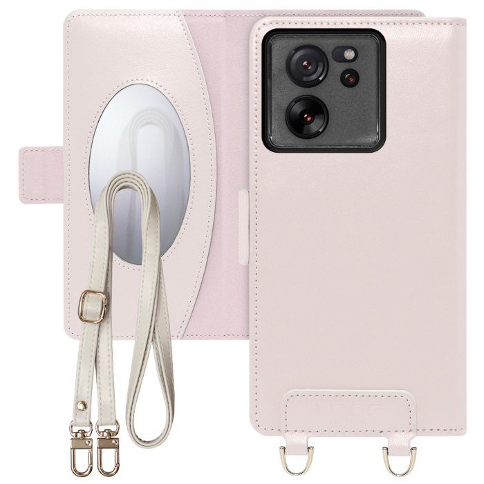 [ LOOF SWEET MIRROR Series ] Xiaomi 13T / 13T Pro XIG04 13 T 13TPro スマホケース  ショルダー付き手帳型スマホケース ミラー付き カードポケット 本革 [ Xiaomi 13T / 13T Pro ]
