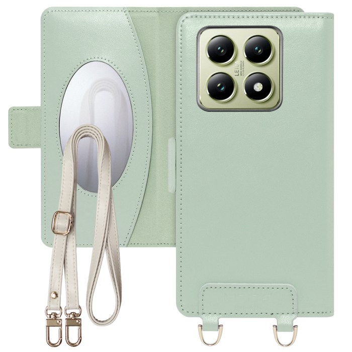 [ LOOF SWEET MIRROR Series ] Xiaomi 14T XIG06 スマホケース  ショルダー付き手帳型スマホケース ミラー付き カードポケット 本革 [ Xiaomi 14T ]