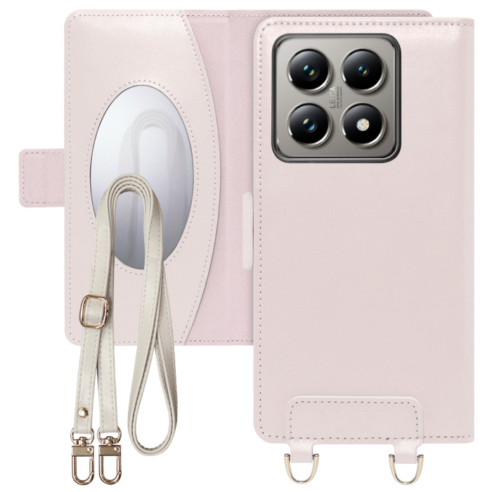 [ LOOF SWEET MIRROR Series ] Xiaomi 14T Pro  14TPro スマホケース  ショルダー付き手帳型スマホケース ミラー付き カードポケット 本革 [ Xiaomi 14T Pro  ]
