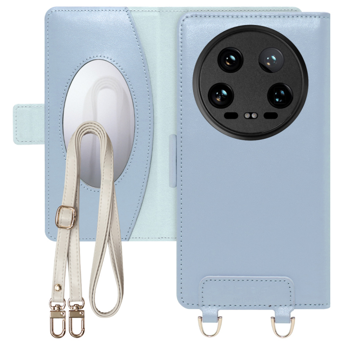 [ LOOF SWEET MIRROR Series ] Xiaomi 14 Ultra  スマホケース  ショルダー付き手帳型スマホケース ミラー付き カードポケット 本革 [ Xiaomi 14 Ultra ]