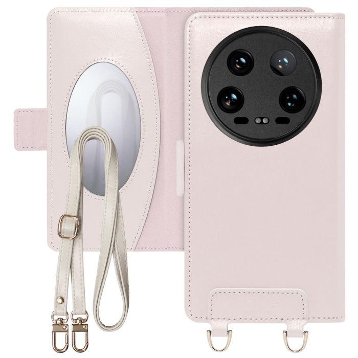 [ LOOF SWEET MIRROR Series ] Xiaomi 14 Ultra  スマホケース  ショルダー付き手帳型スマホケース ミラー付き カードポケット 本革 [ Xiaomi 14 Ultra ]