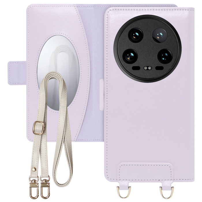[ LOOF SWEET MIRROR Series ] Xiaomi 14 Ultra  スマホケース  ショルダー付き手帳型スマホケース ミラー付き カードポケット 本革 [ Xiaomi 14 Ultra ]