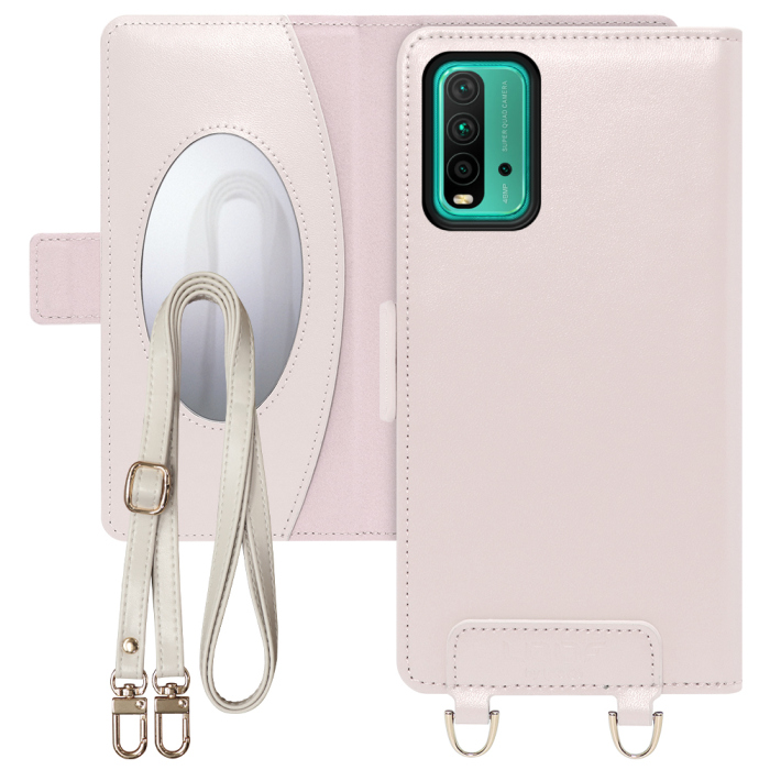 [ LOOF SWEET MIRROR Series ] Xiaomi Redmi 9T redmi9t スマホケース  ショルダー付き手帳型スマホケース ミラー付き カードポケット 本革 [ Redmi 9T ]