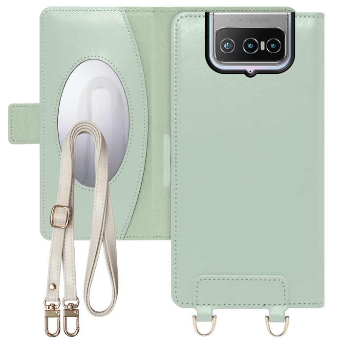[ LOOF SWEET MIRROR Series ] ZenFone 7 / 7 Pro zenfone7 7pro スマホケース  ショルダー付き手帳型スマホケース ミラー付き カードポケット 本革 [ ZenFone 7 / ZenFone 7 Pro ]