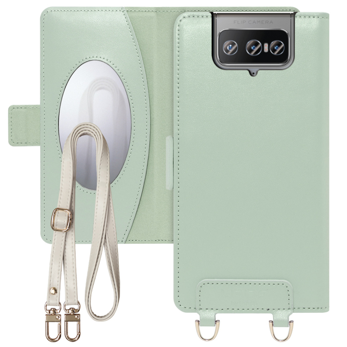 [ LOOF SWEET MIRROR Series ] Zenfone 8 Flip ZS672KS zenfone8flip 8flip スマホケース  ショルダー付き手帳型スマホケース ミラー付き カードポケット 本革 [ Zenfone 8 Flip (ZS672KS) ]