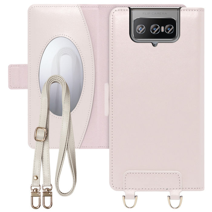 [ LOOF SWEET MIRROR Series ] Zenfone 8 Flip ZS672KS zenfone8flip 8flip スマホケース  ショルダー付き手帳型スマホケース ミラー付き カードポケット 本革 [ Zenfone 8 Flip (ZS672KS) ]