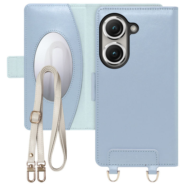 [ LOOF SWEET MIRROR Series ] ASUS Zenfone 9 zenphone9 スマホケース  ショルダー付き手帳型スマホケース ミラー付き カードポケット 本革 [ Zenfone 9 ]