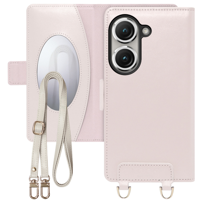[ LOOF SWEET MIRROR Series ] ASUS Zenfone 9 zenphone9 スマホケース  ショルダー付き手帳型スマホケース ミラー付き カードポケット 本革 [ Zenfone 9 ]
