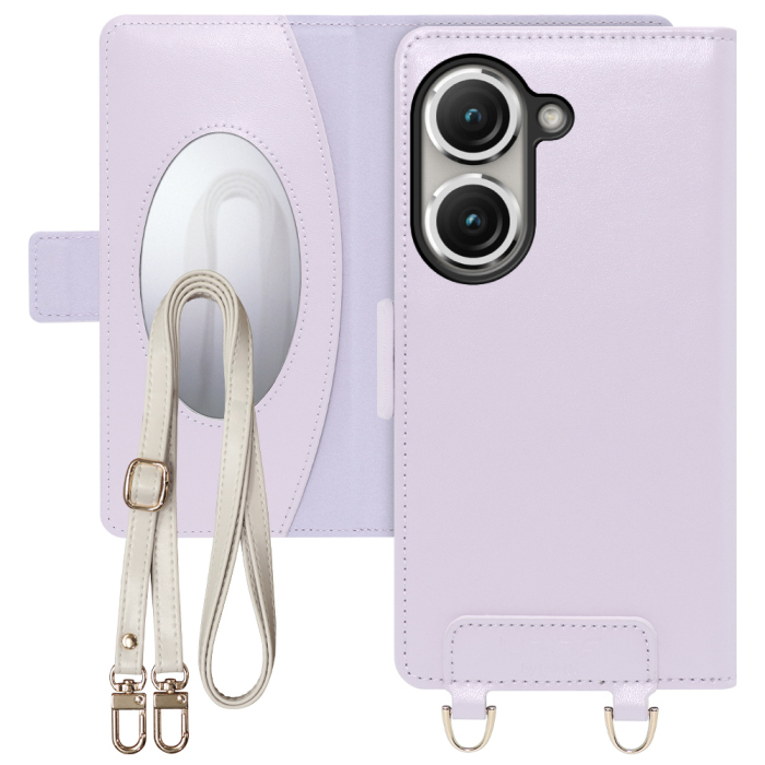 [ LOOF SWEET MIRROR Series ] ASUS Zenfone 9 zenphone9 スマホケース  ショルダー付き手帳型スマホケース ミラー付き カードポケット 本革 [ Zenfone 9 ]