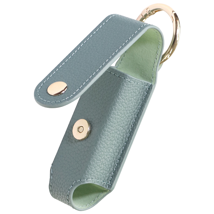 [大人かわいい]LOOF リップケース 本革 口紅 カラビナ付き フック付き ミラー 鏡付き マグネットボタン 磁石 口紅ケース 香水 アトマイザー 除菌 ミニサイズ コンパクト リップ収納 1本収納 ブラック グレージュ ダルグリーン ケース ギフト レザー 持ち歩き メイク直し