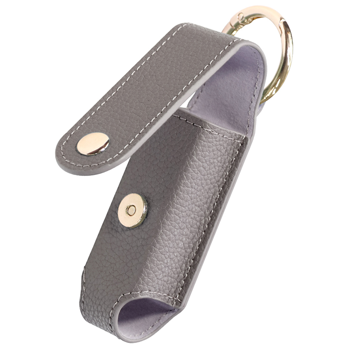 [大人かわいい]LOOF リップケース 本革 口紅 カラビナ付き フック付き ミラー 鏡付き マグネットボタン 磁石 口紅ケース 香水 アトマイザー 除菌 ミニサイズ コンパクト リップ収納 1本収納 ブラック グレージュ ダルグリーン ケース ギフト レザー 持ち歩き メイク直し