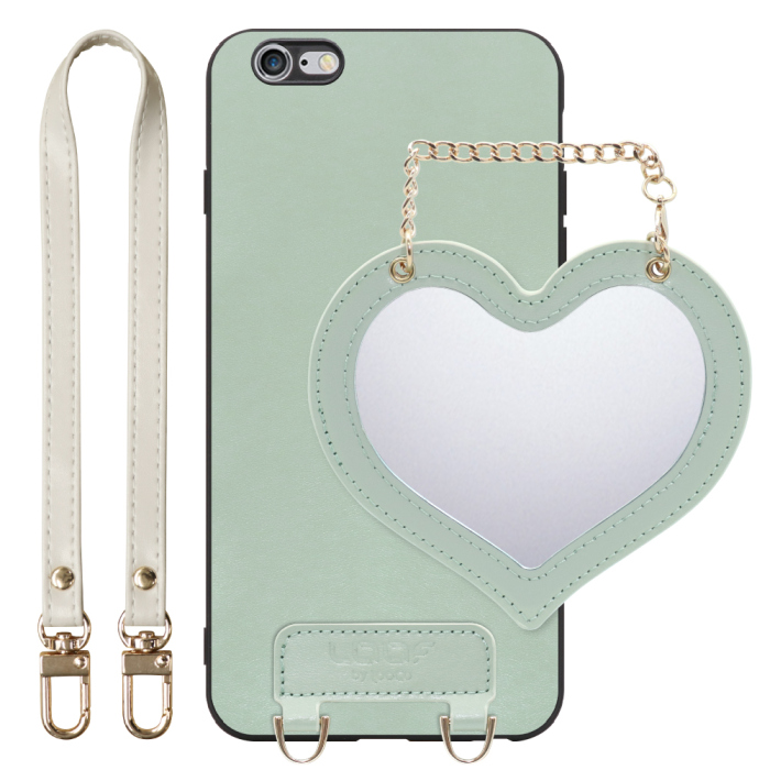 [ LOOF CHARM-SHELL Series ] iPhone 11 Pro iPhone11pro 11pro スマホケース  ハートのミラーチャーム付き シンプル 背面カバー スマホケース ストラップ付 本革 [ iPhone 11 Pro ]