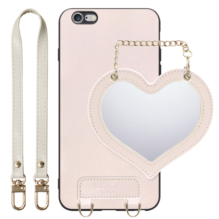 [ LOOF CHARM-SHELL Series ] iPhone 11 Pro iPhone11pro 11pro スマホケース  ハートのミラーチャーム付き シンプル 背面カバー スマホケース ストラップ付 本革 [ iPhone 11 Pro ]