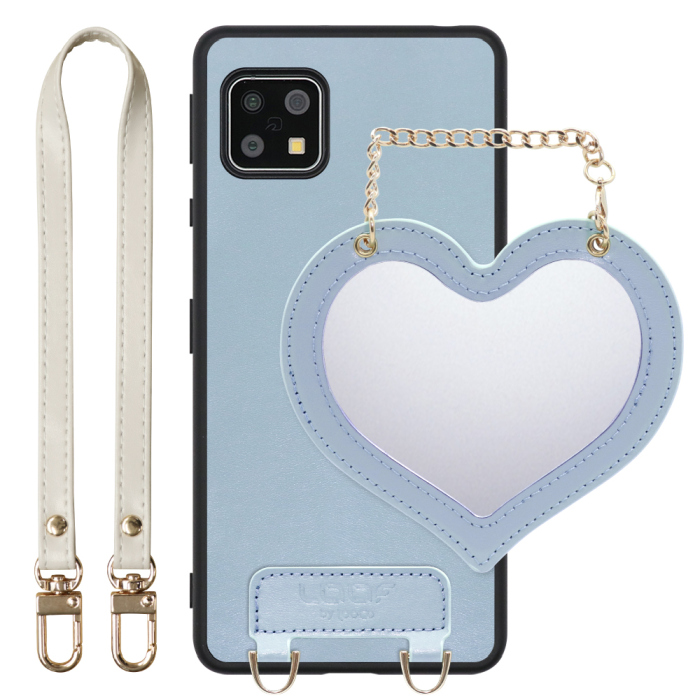 [ LOOF CHARM-SHELL Series ] AQUOS sense4 / sense4 lite / sense4 basic / sense5G / やさしいスマホ2 sense 4 4lite 4basic 5G sense4lite sense4basic スマホケース  ハートのミラーチャーム付き シンプル 背面カバー スマホケース ストラップ付 本革 [ AQUOS sense4/4 lite/4 basic/sense5G/やさしいスマホ2 ]