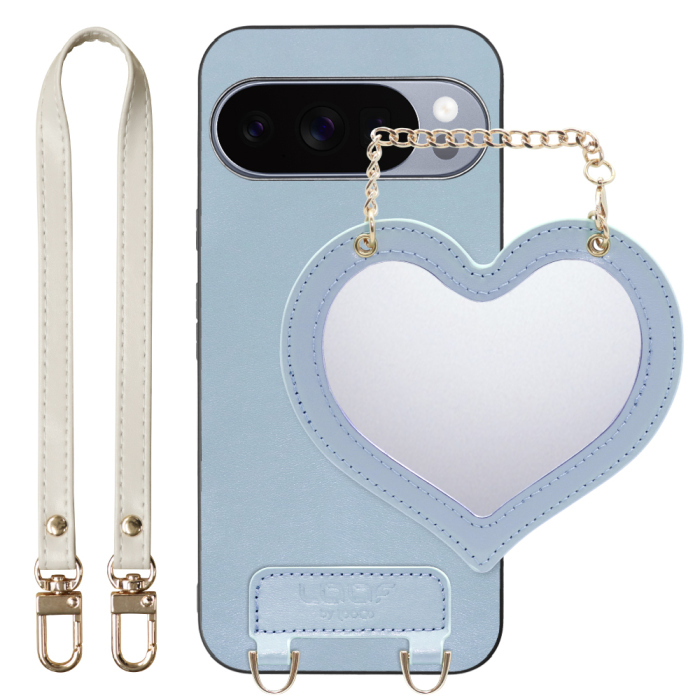 [ LOOF CHARM-SHELL Series ] Google Pixel 10 Pro XL Google Pixel10proxl ピクセル10プロXL スマホケース  ハートのミラーチャーム付き シンプル 背面カバー スマホケース ストラップ付 本革 [ Google Pixel 10 Pro XL ]