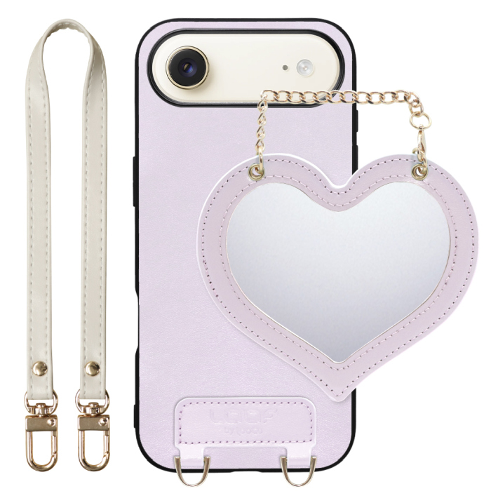[ LOOF CHARM-SHELL Series ] iPhone Air iPhone Air アイフォン エア iPhoneAir スマホケース  ハートのミラーチャーム付き シンプル 背面カバー スマホケース ストラップ付 本革 [ iPhone Air 用 ]