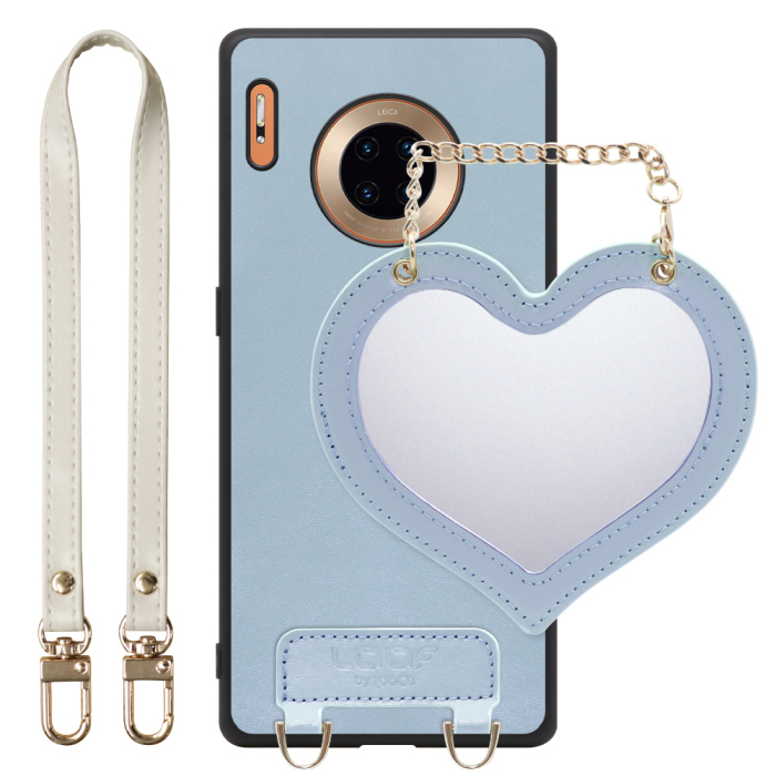 [ LOOF CHARM-SHELL Series ] HUAWEI Mate 30 Pro 5G mate30pro5g mate30 30pro プロ スマホケース  ハートのミラーチャーム付き シンプル 背面カバー スマホケース ストラップ付 本革 [ HUAWEI Mate 30 Pro 5G ]